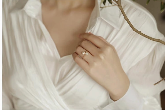 Classic simple design freshwater pearl adjustable ring