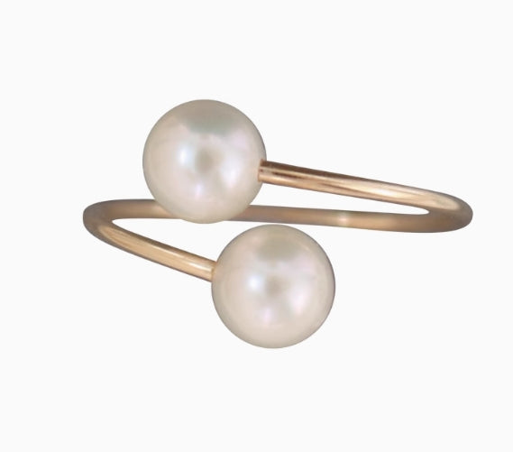 Classic simple design freshwater pearl adjustable ring