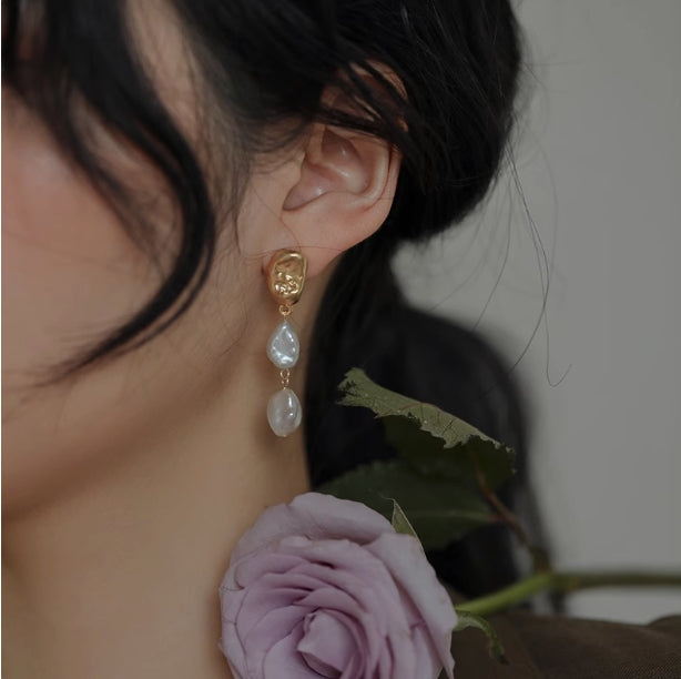 Baroque Geometric Pearl Earrings