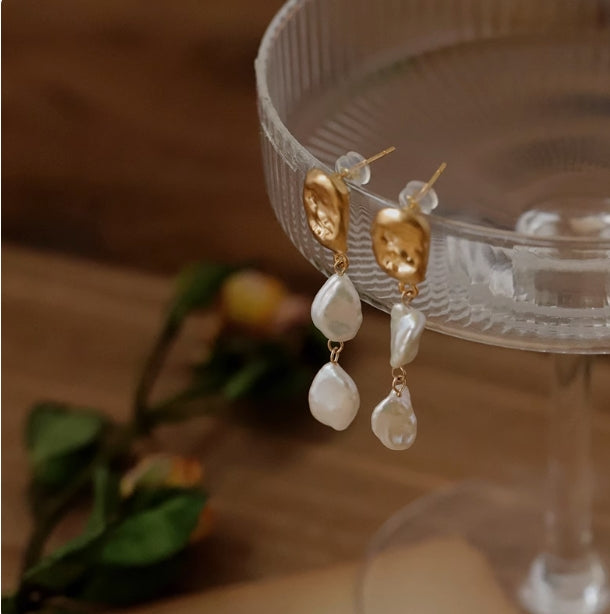 Baroque Geometric Pearl Earrings