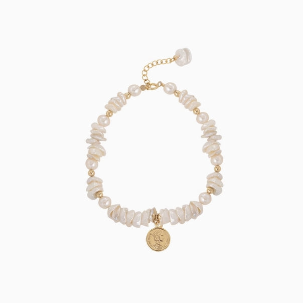 Natural rare baroque freshwater pearl silver bracelet