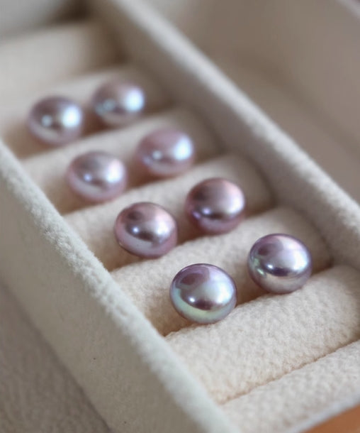 Freshwater purple pearl bun s925 silver earrings