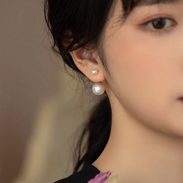 Sterling Silver Wrinkled Baroque Pearl Earrings
