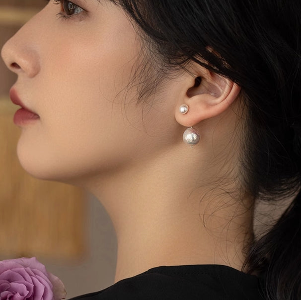 Sterling Silver Wrinkled Baroque Pearl Earrings