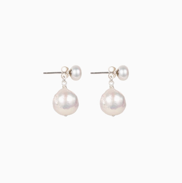 Sterling Silver Wrinkled Baroque Pearl Earrings
