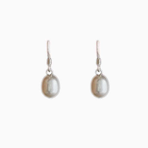 All-match White Freshwater Baroque Natural Pearl Earrings