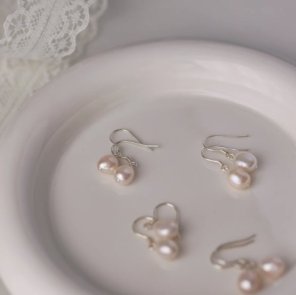 All-match White Freshwater Baroque Natural Pearl Earrings