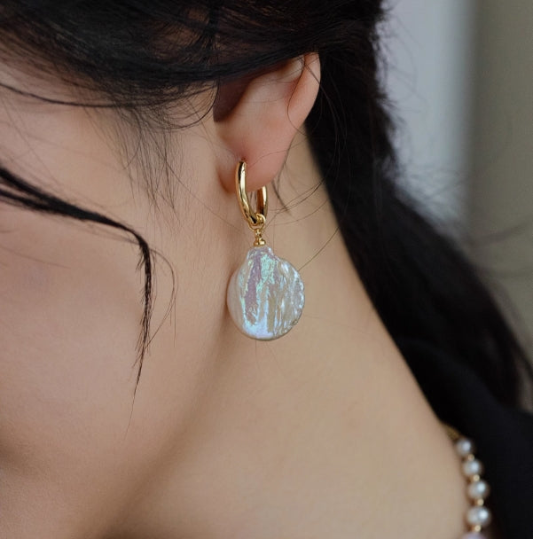 Baroque Large Saucer Pearl Earrings