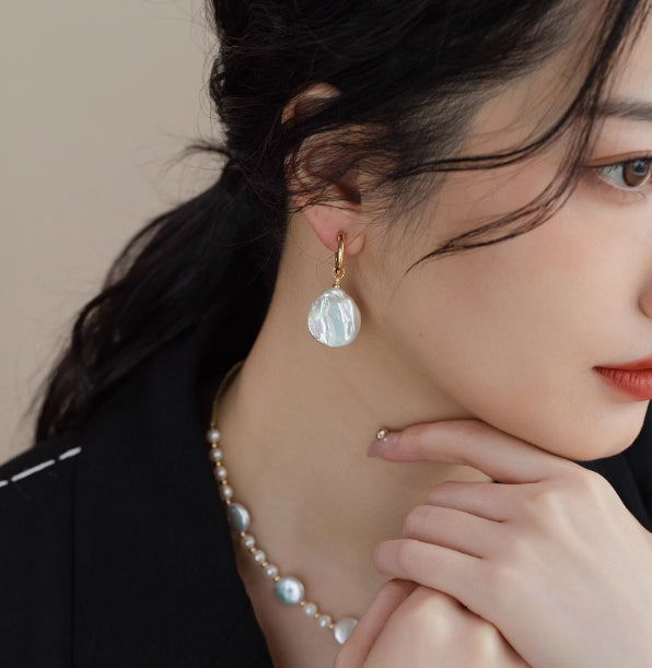 Baroque Large Saucer Pearl Earrings