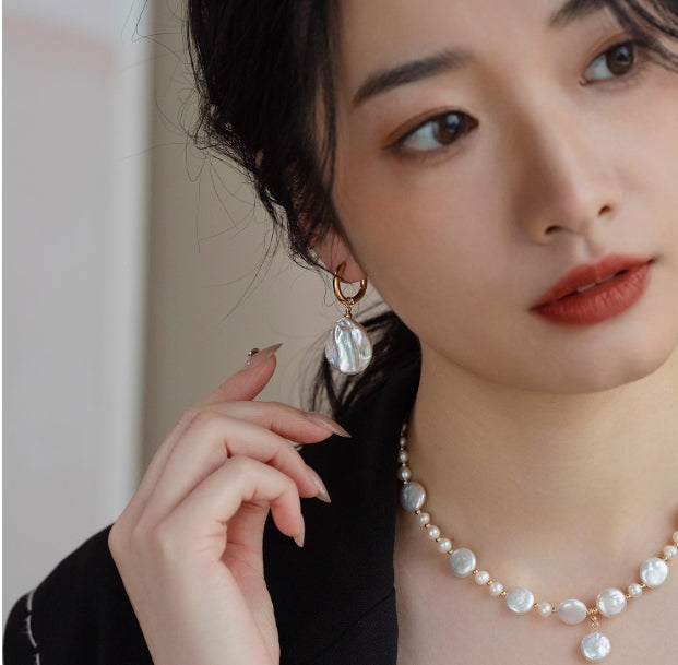 Baroque Large Saucer Pearl Earrings