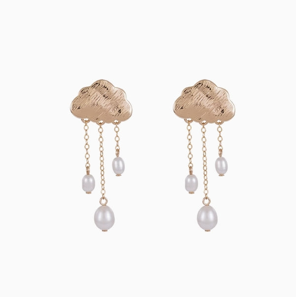 Freshwater pearl rain clouds s925 silver needle earrings