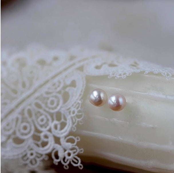 Small Sugar Bean Fat Baroque Freshwater Pearl Earrings