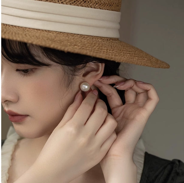 Large size freshwater pearl earrings