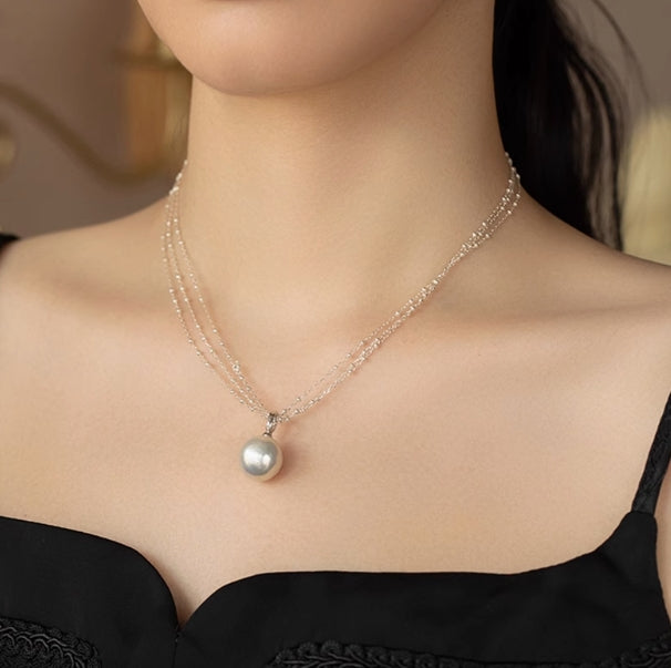Large size freshwater nearly round pearl pendant