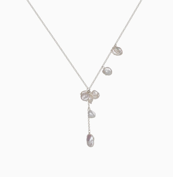 Petal Baroque Pearl and Silver Necklace