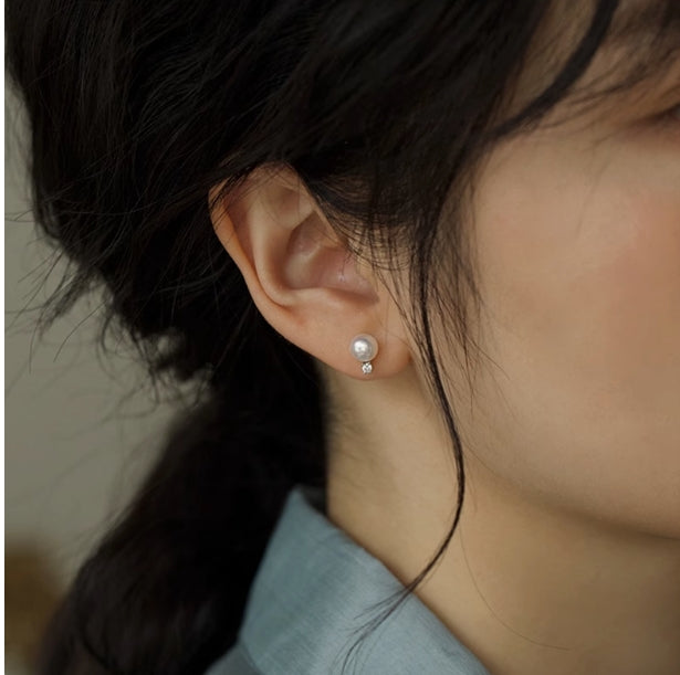 Minimalist exquisite s925 sterling silver freshwater pearl earrings