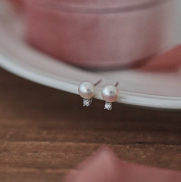 Minimalist exquisite s925 sterling silver freshwater pearl earrings