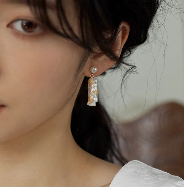 Sterling Silver Baroque Freshwater Pearl Stud Earrings