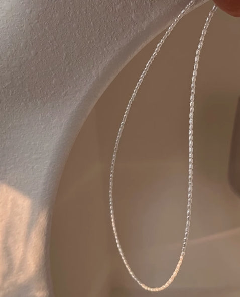 Rare 1mm rice Keshi pearl necklace