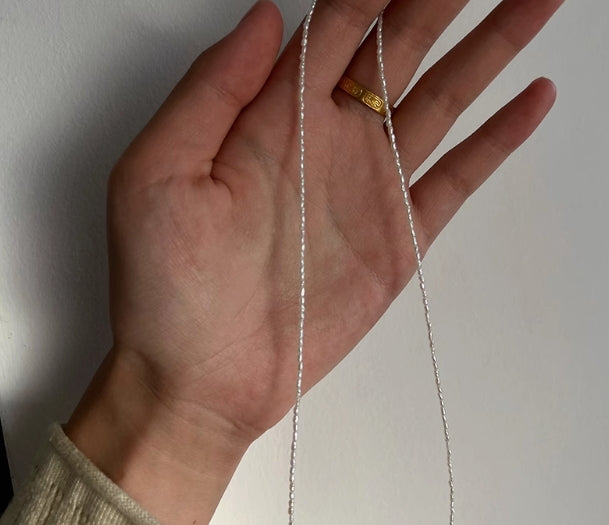 Rare 1mm rice Keshi pearl necklace