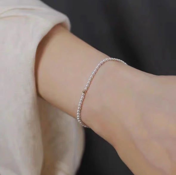 Rare 2mm ultra-fine natural freshwater small pearl bracelet