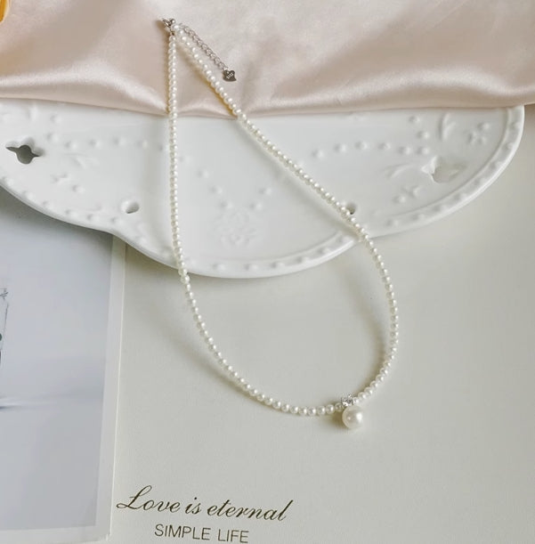 3mm natural freshwater small pearl necklace