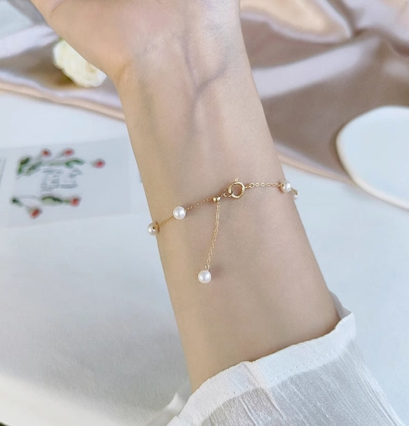 4-5mm nearly round pearl star bracelet