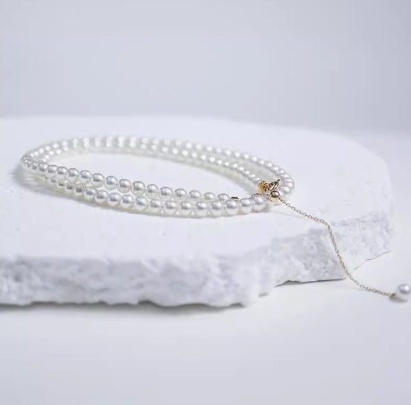 3mm comparable to seawater akoya pearls 18k gold aurora baby pearl necklace