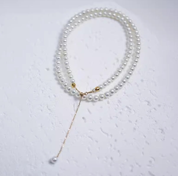 3mm comparable to seawater akoya pearls 18k gold aurora baby pearl necklace