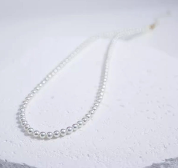 3mm comparable to seawater akoya pearls 18k gold aurora baby pearl necklace