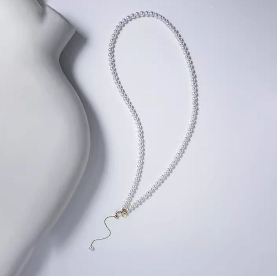 3mm comparable to seawater akoya pearls 18k gold aurora baby pearl necklace