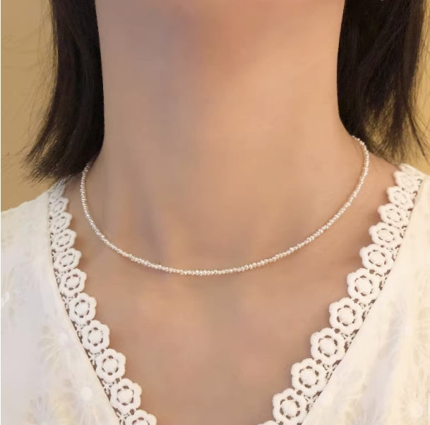 1-2mm Baroque Millet Chain Mini Freshwater Pearl Necklace