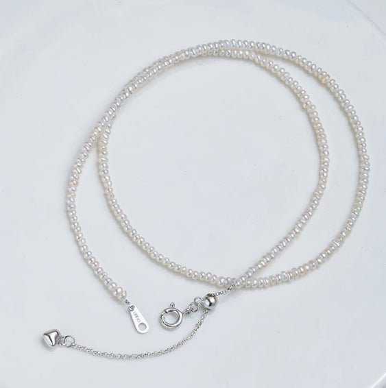 1-2mm Baroque Millet Chain Mini Freshwater Pearl Necklace