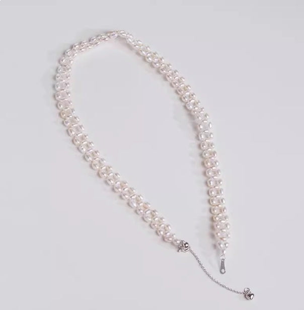 little rice Freshwater Pearl Braided Necklace