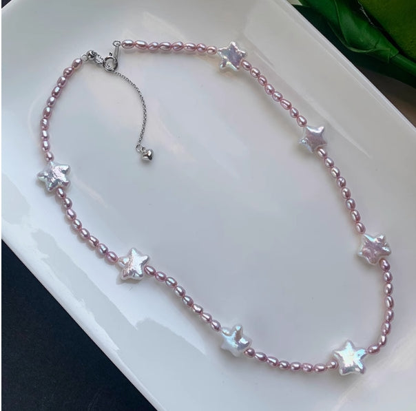 Pentagram Pearl Gypsophila Necklace