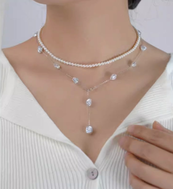 Gypsophila pearl necklace Y chain