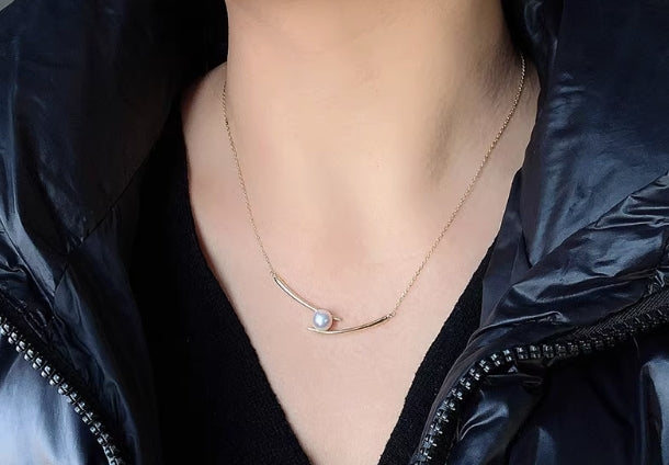 Pearl necklace chopsticks clavicle chain