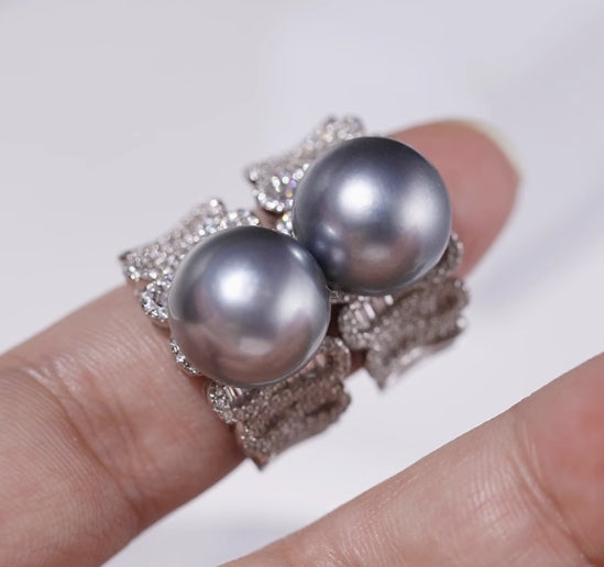 Tahitian Black Pearl Platinum Grey Ring