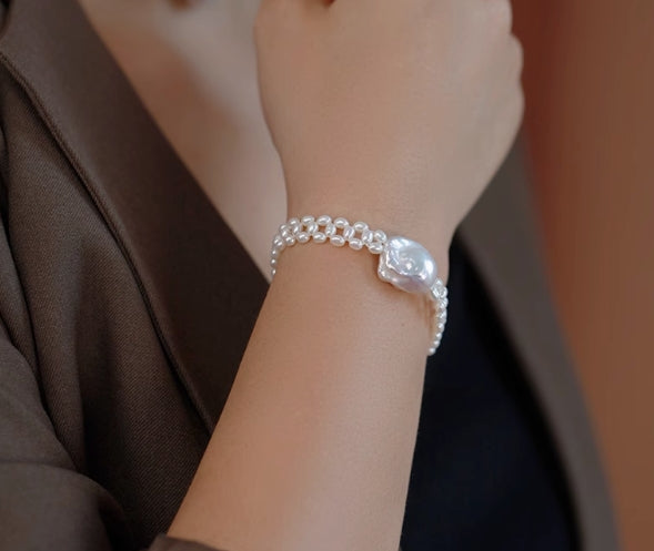 Braided Baroque Pearl Bracelet