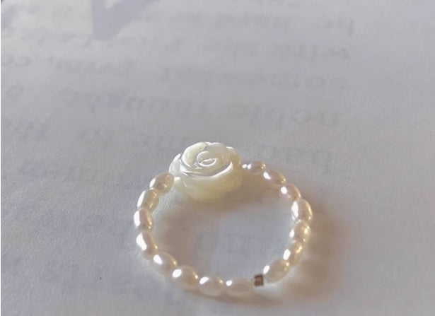 Freshwater Pearl Shell Flower Ring