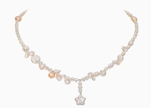 Baroque Pearl Pentagram Pendant Necklace