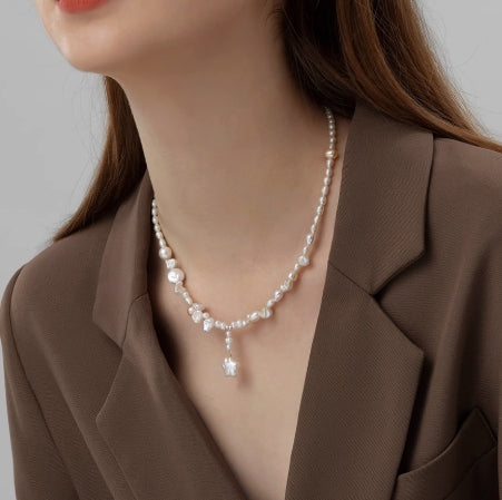 Baroque Pearl Pentagram Pendant Necklace