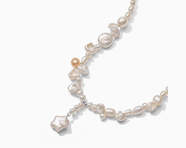 Baroque Pearl Pentagram Pendant Necklace