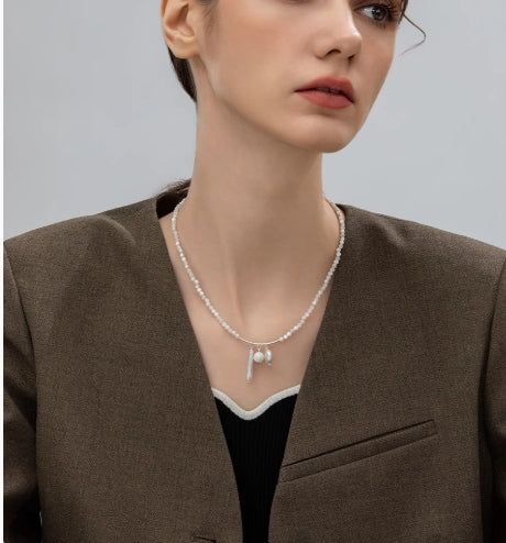 White Mother of Pearl Beaded Necklace