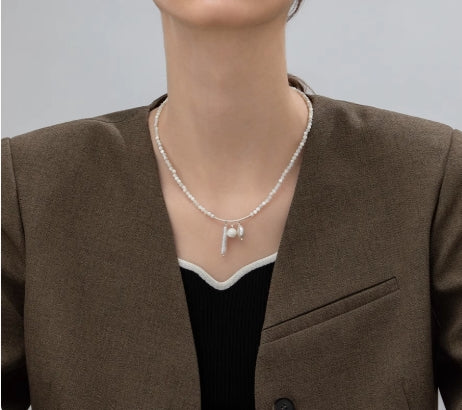 White Mother of Pearl Beaded Necklace