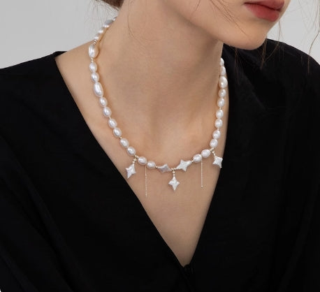 Star clavicle necklace tassel pearl clavicle necklace