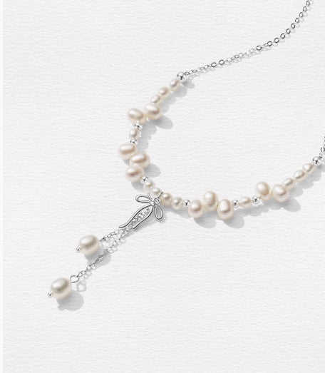 Light luxury niche bow tassel pendant clavicle necklace