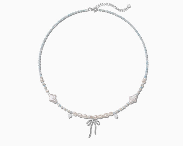 Aquamarine Bow Pendant Necklace