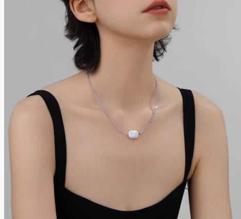 Natural square baroque pearl necklace