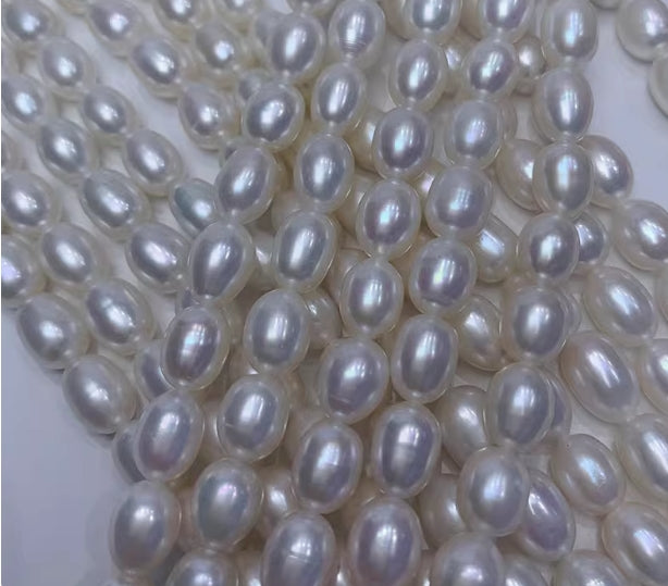 Pearl material :7-7.5mm rice pearls, non-nuclear freshwater pearls